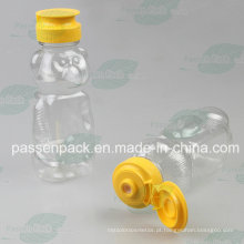 350g urso forma plástico garrafa de mel com tampão de válvula de silicone (PPC-PHB-18)